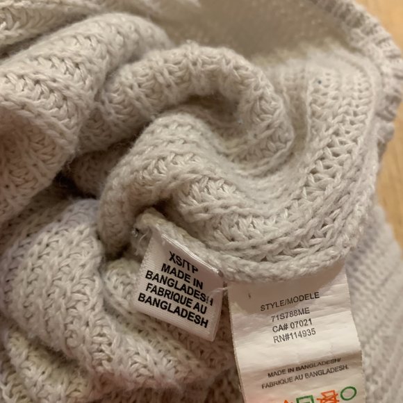 Seven Sister Beige Cream High Neck Dolman Sleeve Batwing Cropped Sweater XS - Picture 5 of 6